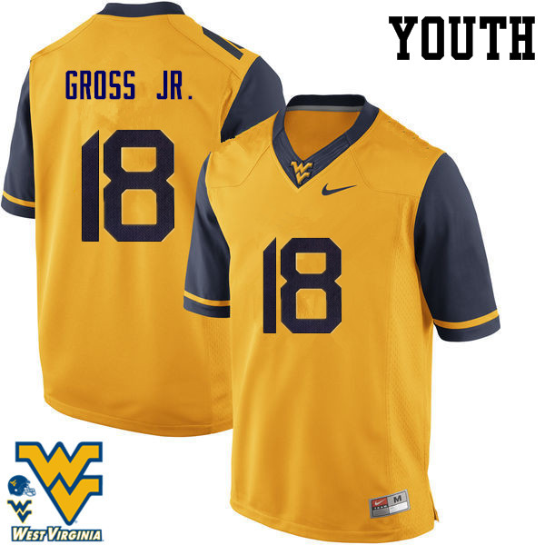 NCAA Youth Marvin Gross Jr. West Virginia Mountaineers Gold #18 Nike Stitched Football College Authentic Jersey HJ23Y00LV